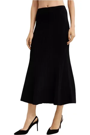 Self-Portrait Femme, Jupes, Noir, Taille: 38 FR Jupe Midi Évasée à Rayures Noires
