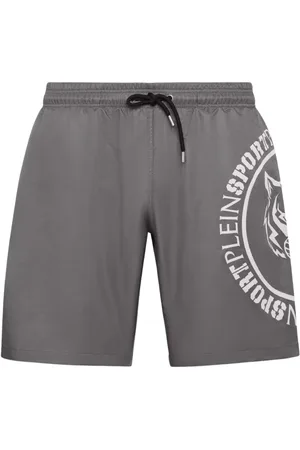 Philipp Plein Homme, Maillots de bain, Gris, Taille: S Short de bain gris Carbon Tiger