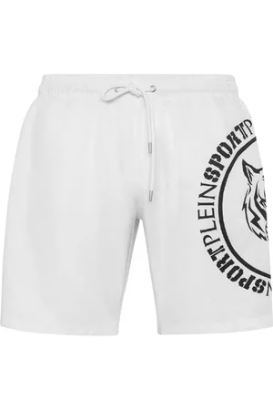 Philipp Plein Homme, Maillots de bain, Blanc, Taille: M Short de bain Carbon Tiger blancs