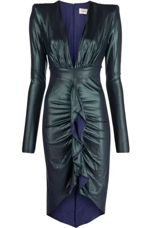ALEXANDRE VAUTHIER Femme, Robes, Vert, Taille: 38 FR Robe verte drapée avec décolleté en V profond