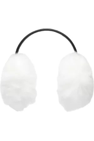 YVES SALOMON Femme, Accessoires, Blanc, Taille: ONE Size Cache-Oreilles Blancs en Fourrure Accessoire Hiver