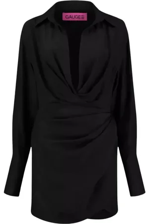 GAUGE81 Femme, Robes, Noir, Taille: 38 FR Robe en soie noire Naha