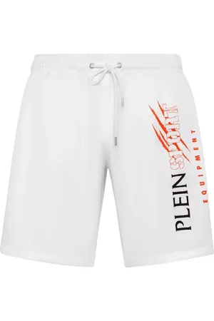 Philipp Plein Homme, Maillots de bain, Blanc, Taille: M Short de Bain Blanc Modèle Scratch
