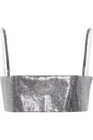 Nué Notes Femme, Tops, Gris, Taille: 38 FR Débardeur métallique orné de cristaux