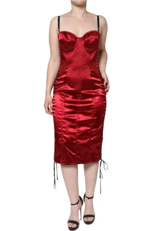 Dolce & Gabbana Femme, Robes, Rouge, Taille: 40 FR Robe Corset Bodycon en Dentelle Rouge