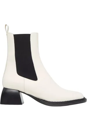 NODALETO Femme, Chaussures, Blanc, Taille: 37 1/2 EU Bottines blanches avec bouts carrés