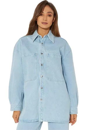 Nanushka Femme, Blouses et Chemises, Bleu, Taille: 38 FR Chemise Col Français Bleu Clair
