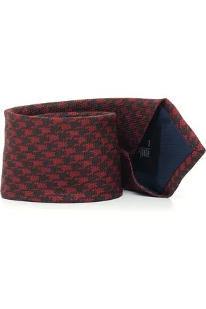 corneliani Homme, Accessoires, Rouge, Taille: ONE Size Cravate Pied-de-Poule Laine Soie