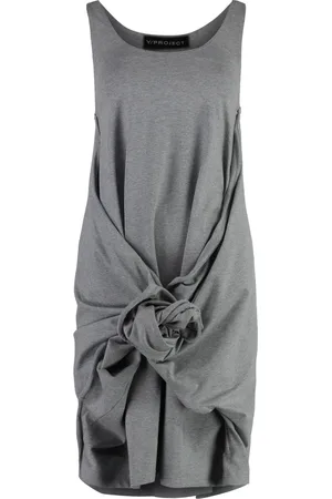 Y / PROJECT Femme, Robes, Gris, Taille: 40 FR Mini Robe en Coton Brodé