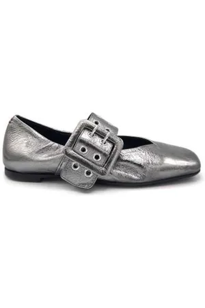 HALMANERA Femme, Chaussures, Gris, Taille: 37 EU Ballerines en Acier avec Travail de Seau