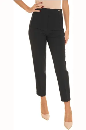 Liu Jo Femme, Pantalons, Noir, Taille: 38 FR Pantalon Taille Haute à Fermeture Éclair
