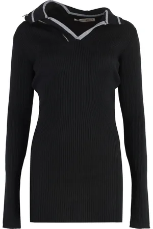 Y / PROJECT Femme, Robes, Noir, Taille: 36 FR Robe en Laine Mérinos à Demi-Zip