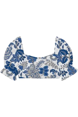 MC2 SAINT BARTH Femme, Blouses et Chemises, Bleu, Taille: 40 FR Haut en Coton à Motif Floral pour Femmes