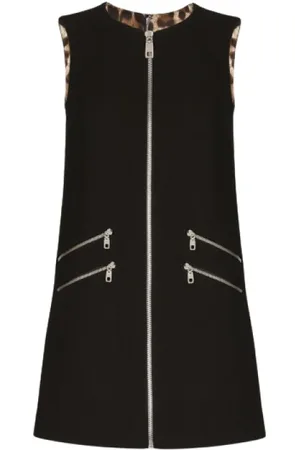 Dolce & Gabbana Femme, Robes, Noir, Taille: 38 FR Robe Évasée avec Fermeture Éclair Devant