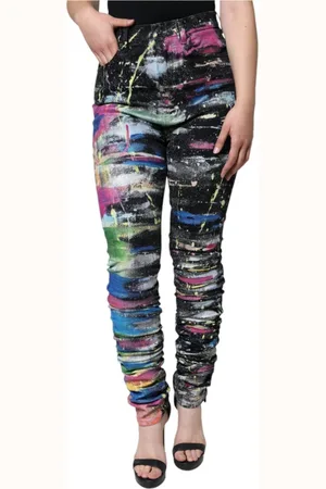 Dolce & Gabbana Femme, Jeans, Multicolore, Taille: 40 FR Jean Skinny en Denim Éclaboussures Multicolores