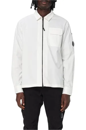 C.P. Company Homme, Vestes, Blanc, Taille: M Veste Blanche en Coton Coupe Regular