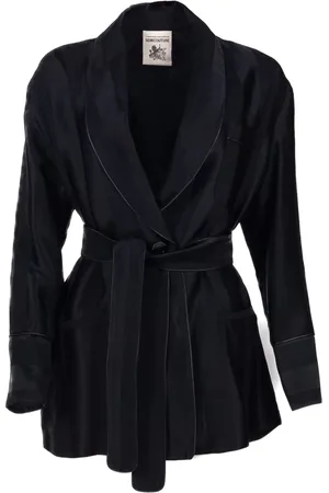 SEMICOUTURE Femme, Vestes, Noir, Taille: 36 FR Veste cady à rayures à un bouton en noir