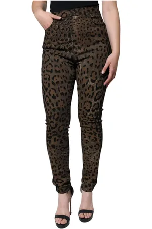 Dolce & Gabbana Femme, Jeans, Multicolore, Taille: 42 FR Leopard Print Skinny Denim Jeans