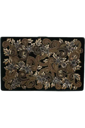 Dolce & Gabbana Femme, Sacs, Noir, Taille: ONE Size Pochette en Velours Noir Brodé Floral