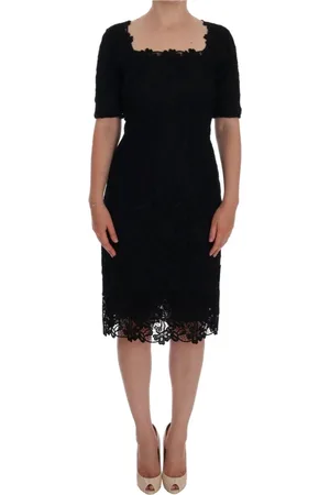 Dolce & Gabbana Femme, Robes, Noir, Taille: 36 FR Robe Noire en Dentelle Florale