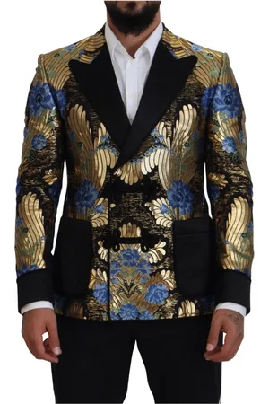 Dolce & Gabbana Homme, Vestes, Multicolore, Taille: S Blazer Brocart Floral à Double Boutonnage