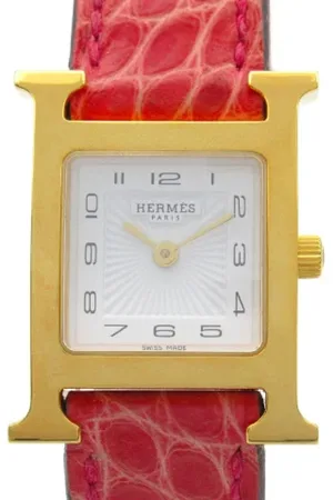 Hermès Femme, Pre-owned, Blanc, Taille: ONE Size Pre-owned Cuir montres