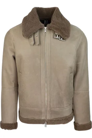 DFOUR Homme, Vestes, Brun, Taille: L Manteau Shearling Marron à Fermeture Éclair