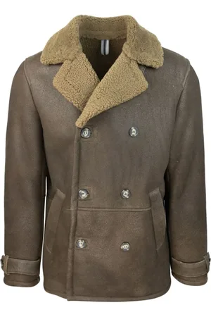 DFOUR Homme, Vestes, Brun, Taille: M Manteau en Daim Marron à Double Boutonnage