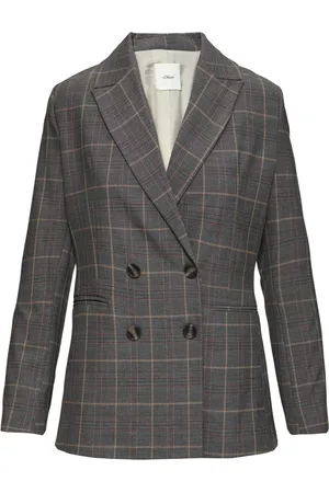QS by s.Oliver Femme, Vestes, Bleu, Taille: 40 FR Blazer Slim Fit à Carreaux