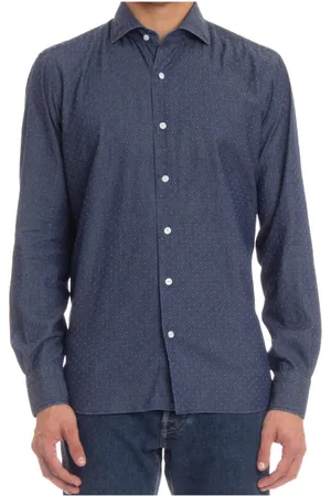 BARBA Homme, Chemises, Bleu, Taille: 3XL Chemise sur Mesure en Denim avec Boutons en Nacre