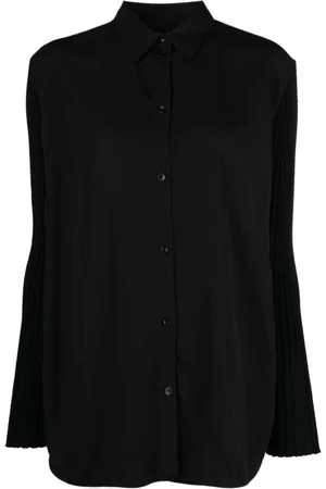 Totême Femme, Blouses et Chemises, Noir, Taille: 36 FR Chemise élégante en bi-matière
