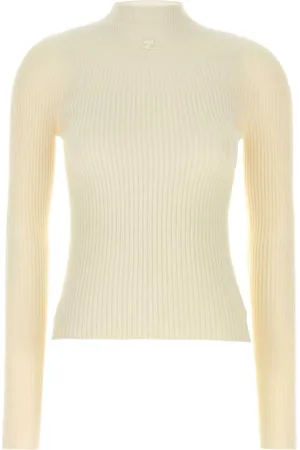 Courrèges Femme, Pulls, , Taille: 38 FR Pull en mélange de coton ivoire