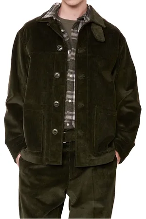 OFFICINE GENERALE Homme, Vestes, Vert, Taille: L Veste de Travail en Velours Vert