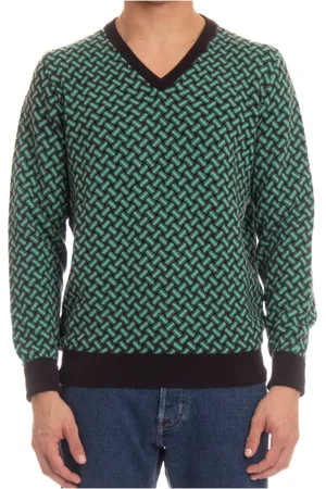 DRUMOHR Homme, Pulls, Vert, Taille: M Pull en cachemire avec motif biscuit