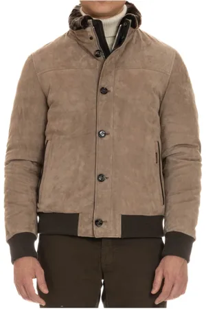 MOORER Homme, Vestes, Gris, Taille: M Doudoune en daim gris tourterelle