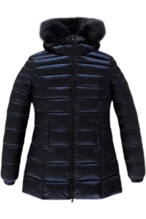 RefrigiWear Femme, Vestes, Bleu, Taille: 38 FR Veste Bleue en Fourrure avec Logo