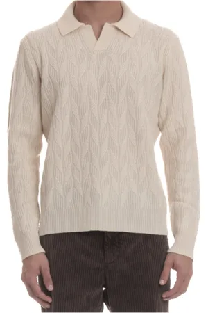 DRUMOHR Homme, Pulls, , Taille: M Pull Crème Col Côtelé Élégant