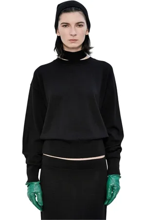 MEIMEIJ Femme, Pulls, Noir, Taille: 38 FR Haut à col écharpe