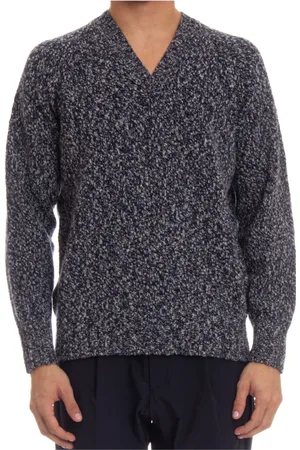 DRUMOHR Homme, Pulls, Bleu, Taille: M Pull en laine bleu à col en V