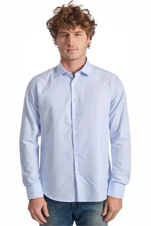 BALDININI Homme, Chemises, Bleu, Taille: L Chemise en Coton Bleu Slim Fit Boutonnée