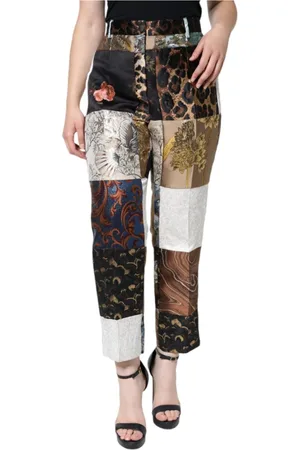 Dolce & Gabbana Femme, Pantalons, Multicolore, Taille: 42 FR Pantalon Taille Haute Fuselé Multicolore