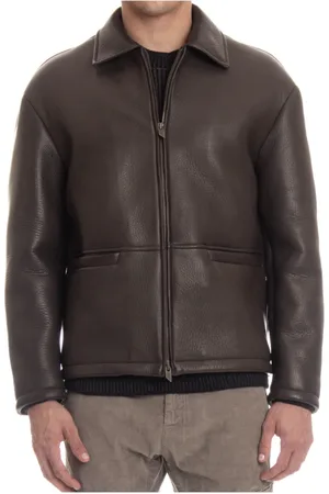 SALVATORE SANTORO Homme, Vestes, Brun, Taille: L Veste Marron à Fermeture Éclair Artisanale Italienne