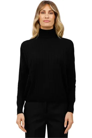 Gran Sasso Femme, Pulls, Noir, Taille: 38 FR Pull à col roulé en tricot plat