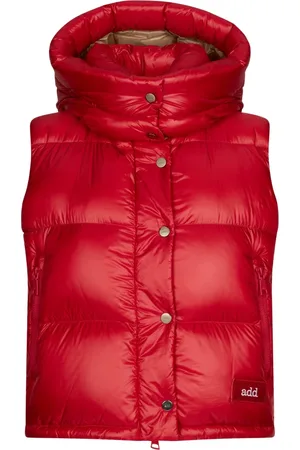 add Femme, Vestes, Rouge, Taille: 46 FR Doudoune Sans Manches EN Nylon Brillant