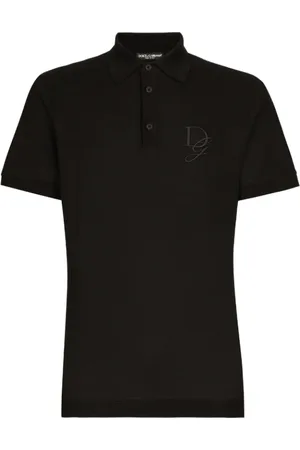 Dolce & Gabbana Homme, Tops, Noir, Taille: L Polo en Jersey Noir Brodé