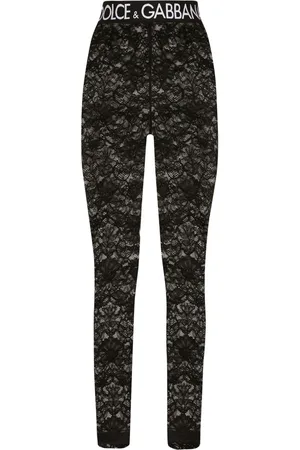 Dolce & Gabbana Femme, Pantalons, Noir, Taille: 36 FR Leggings en Dentelle Skinny-Fit Noir