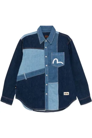 Evisu Homme, Chemises, Bleu, Taille: M Veste en Denim Indigo Coupe Regular