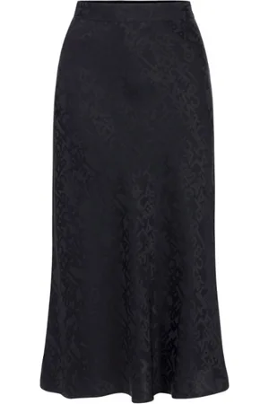 Elisabetta Franchi Femme, Jupes, Noir, Taille: 40 FR Jupe Midi Évasée avec Lettrage Jacquard