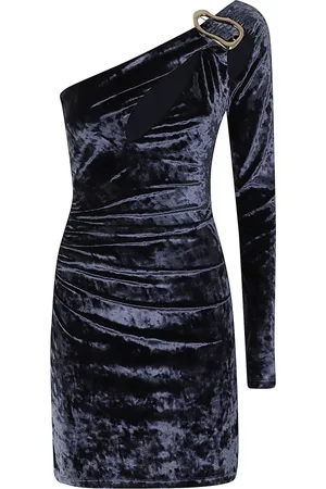 AMEN Femme, Robes, Bleu, Taille: 38 FR Robe en Velours avec Boucle