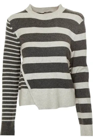 Baum und Pferdgarten Femme, Pulls, Gris, Taille: 36 FR Pull en Tricot Asymétrique à Rayures